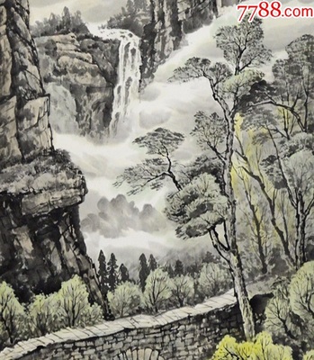 春山飞瀑 一幅传承自然之美的国画佳作